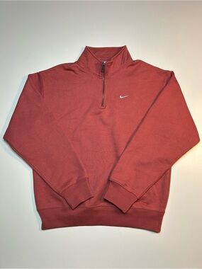 Nike Solo Swoosh Canyon Rust Heavyweight Fleece Quarter Zip Pullover Mens